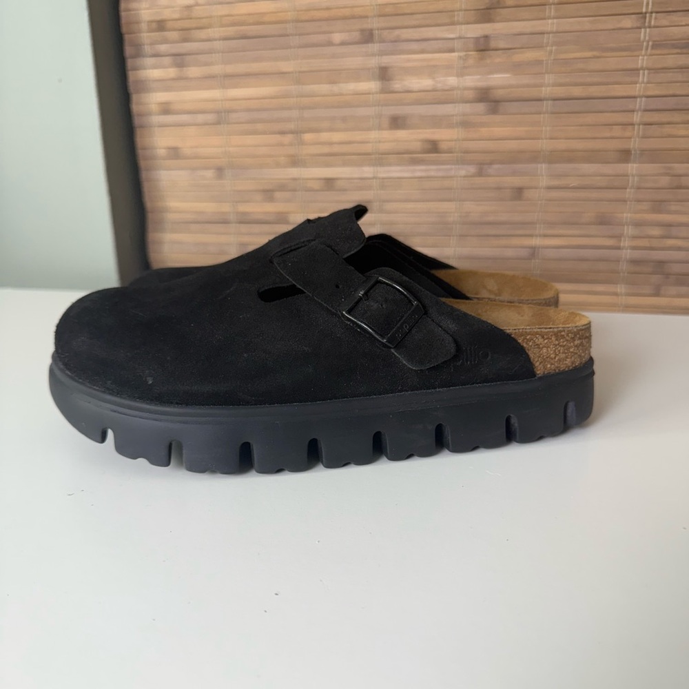 Birkenstock Papillo Boston Chunky Clogs in Black Suede 8 - Picture 3 of 9